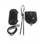 Suni Deri Sırt Çantası Seti Siyah Renk