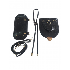 Suni Deri Sırt Çantası Seti Siyah Renk