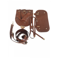 Suni Deri Sırt Çantası Seti Taba Renk