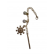 İncili Kar Taneli Metal Sarkaç Süs Gold Renk 20cm