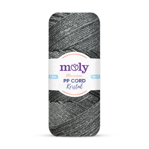 Moly PP Kristal Simli Polyester İp Koyu Gri NO 67