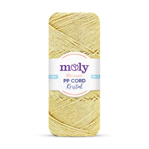 Moly PP Kristal Simli Polyester İp Altın Renk No:48